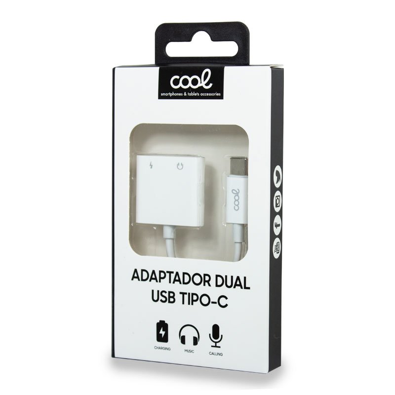 Adaptador Dual USB TIPO-C (Auriculares + Carga) Digital COOL