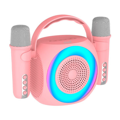 Altavoz Bluetooth Universal Música 6W COOL Mini Karaoke Party + 2 Micrófonos Rosa