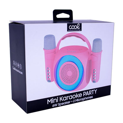 Altavoz Bluetooth Universal Música 6W COOL Mini Karaoke Party + 2 Micrófonos Rosa