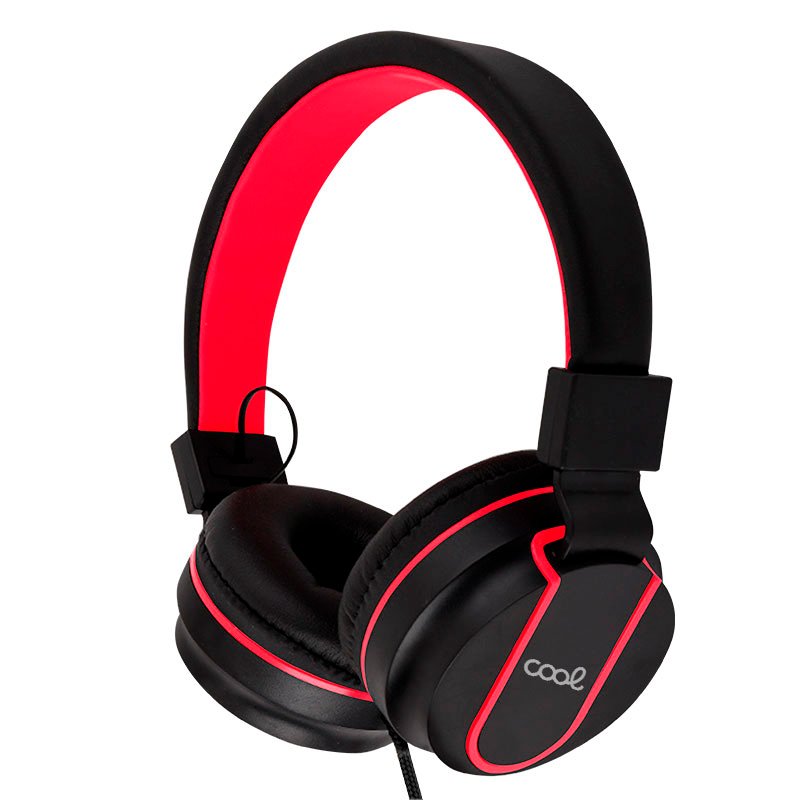 Auriculares Cascos Jack 3,5 mm COOL Toronto Con Micro Negro-Rojo