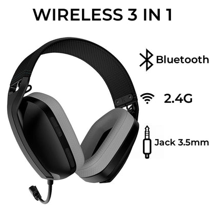 Auriculares Stereo PC / PS4 / PS5 Negro (3 en 1: Wireless / Bluetooth / Jack) COOL Newton