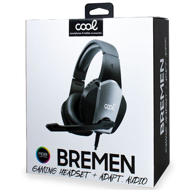 Auriculares Stereo PC / PS4 / PS5 / Xbox Gaming COOL Bremen Iluminación + Adapt. Audio