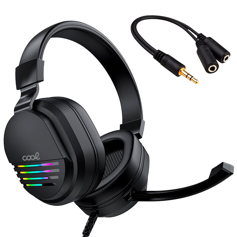 Auriculares Stereo PC / PS4 / PS5 / Xbox Gaming COOL Nitro con Adapt. Audio + Iluminación