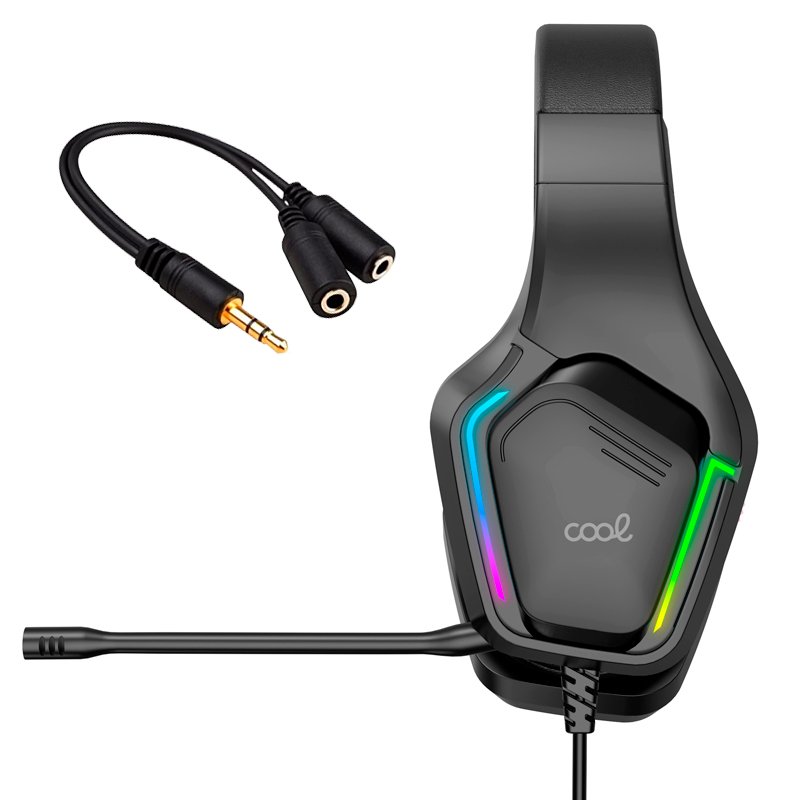 Auriculares Stereo PC / PS4 / PS5 / Xbox Gaming Led RGB COOL Exodus + Adapt. Audio