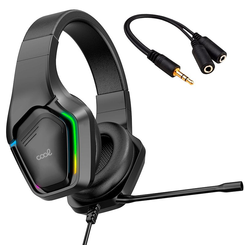 Auriculares Stereo PC / PS4 / PS5 / Xbox Gaming Led RGB COOL Exodus + Adapt. Audio