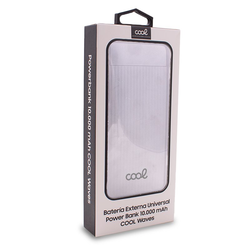 Bateria Externa Universal Power Bank 10.000 mAh (2 x usb / 2A) COOL Waves Blanco