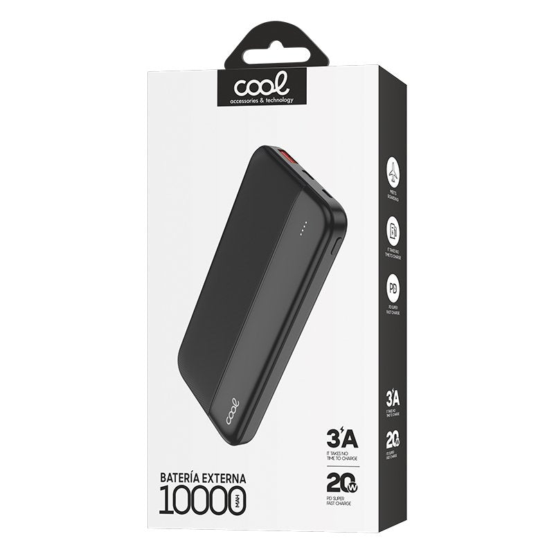 Bateria Externa Universal Power Bank 10.000 mAh COOL (3A / 20W PD) Negro