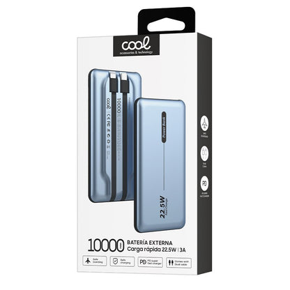 Batería Externa Universal Power Bank 10.000 mAh PD 22.5W (2 cables) Azul