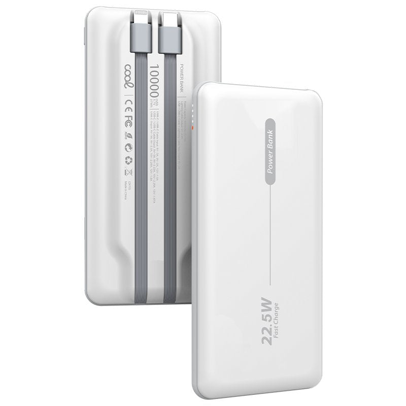 Batería Externa Universal Power Bank 10.000 mAh PD 22.5W (2 cables) Blanco