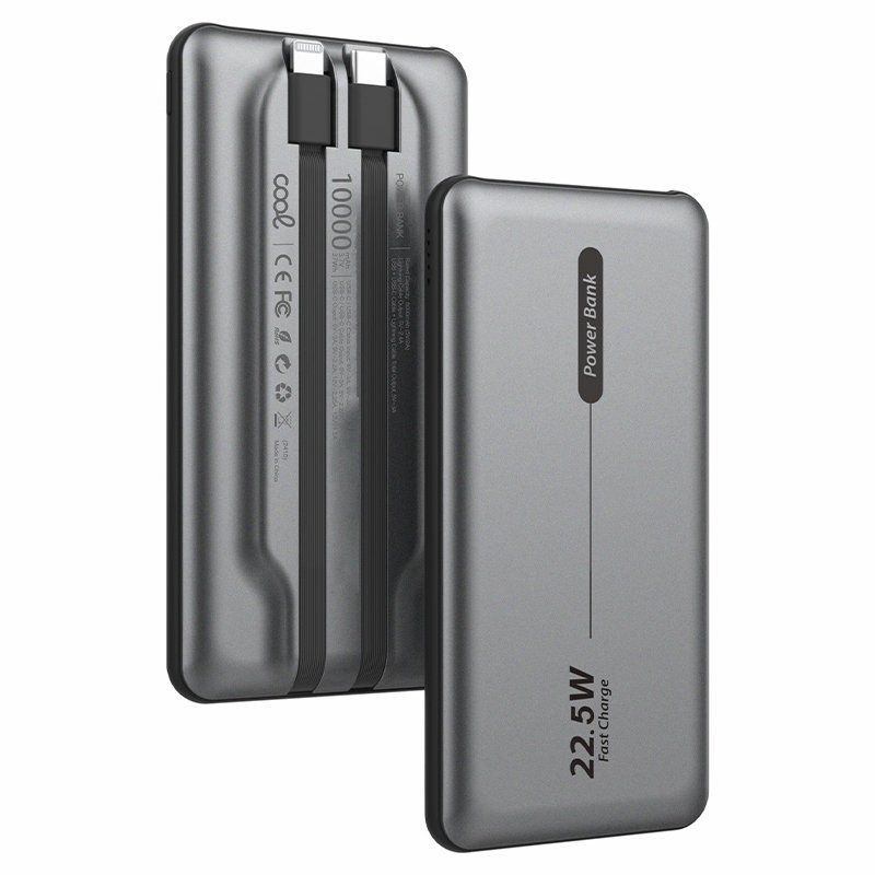 Batería Externa Universal Power Bank 10.000 mAh PD 22.5W (2 cables) Gris