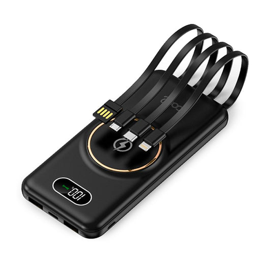 Batería Externa Universal Power Bank 10.000 mAh + Qi Carga Inalámbrica (4 conexiones) Negro