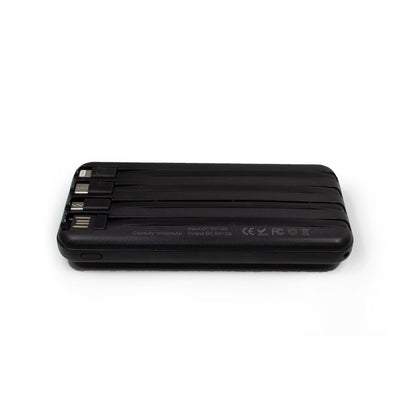 Batería Externa Universal Power Bank 10.000 mAh + Qi Carga Inalámbrica (4 conexiones) Negro