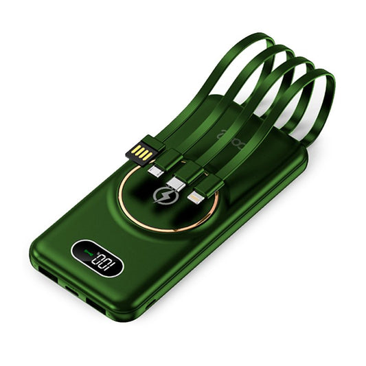 Batería Externa Universal Power Bank 10.000 mAh + Qi Carga Inalámbrica (4 conexiones) Verde