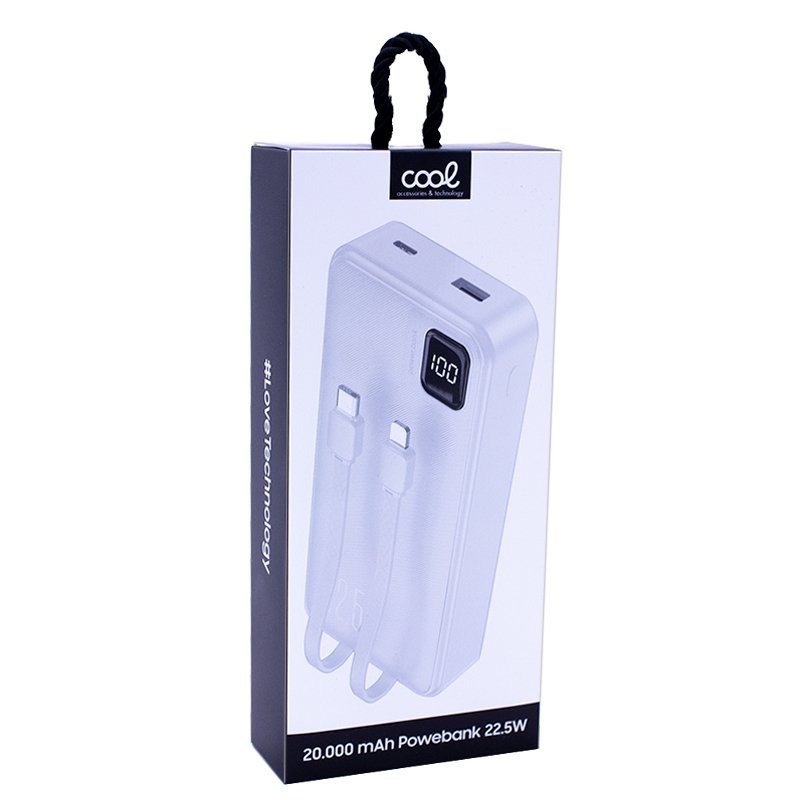 Bateria Externa Universal Power Bank 22.5W 20.000 mAh (Tipo-C / Lightning) COOL Blanco