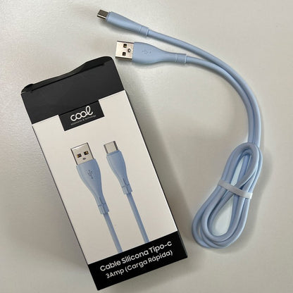 Cable USB COOL Silicona Universal Tipo C (1 metro) Celeste