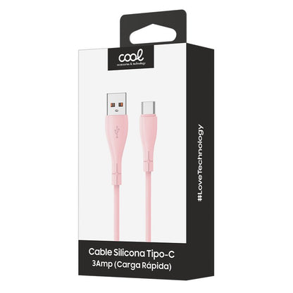 Cable USB COOL Silicona Universal Tipo C (1 metro) Rosa