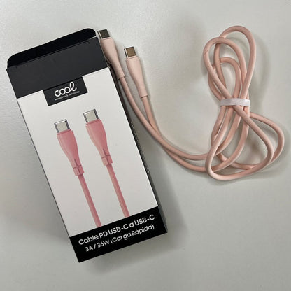 Cable USB COOL Silicona Universal Tipo C a Tipo C (1 metro) Rosa