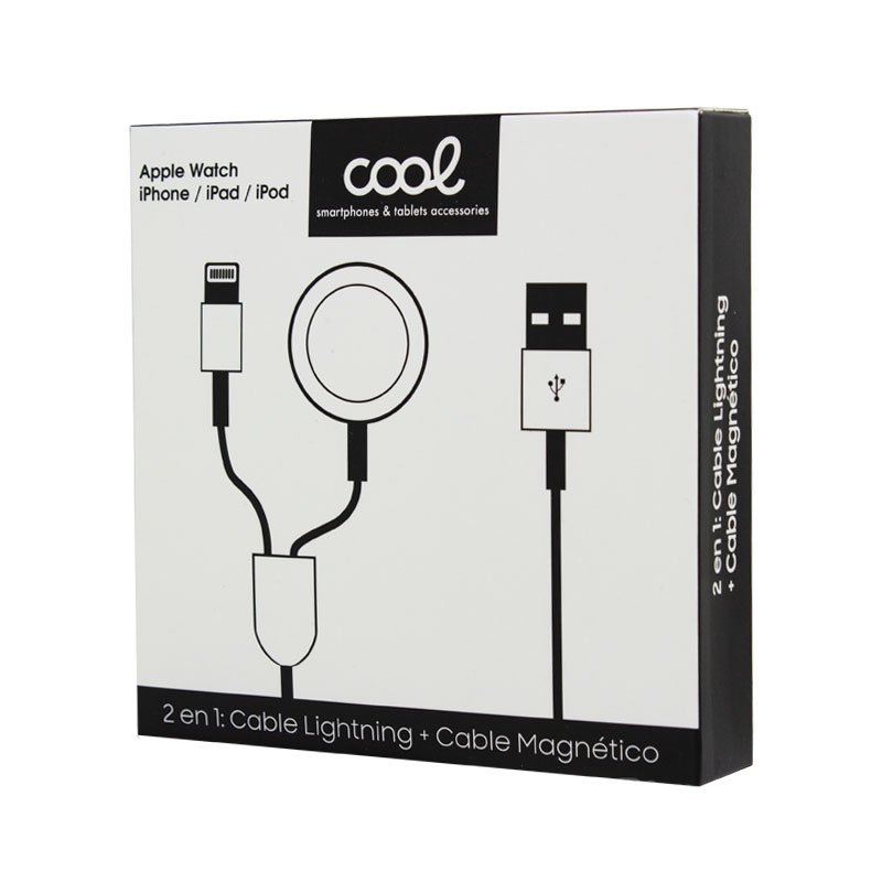 Cable USB Magnético COOL para Apple Watch + Cable Lightning para iPhone / iPad (2 en 1)