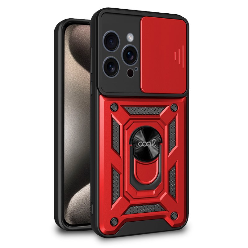 Carcasa COOL para iPhone 15 Pro Max Hard Ring Rojo