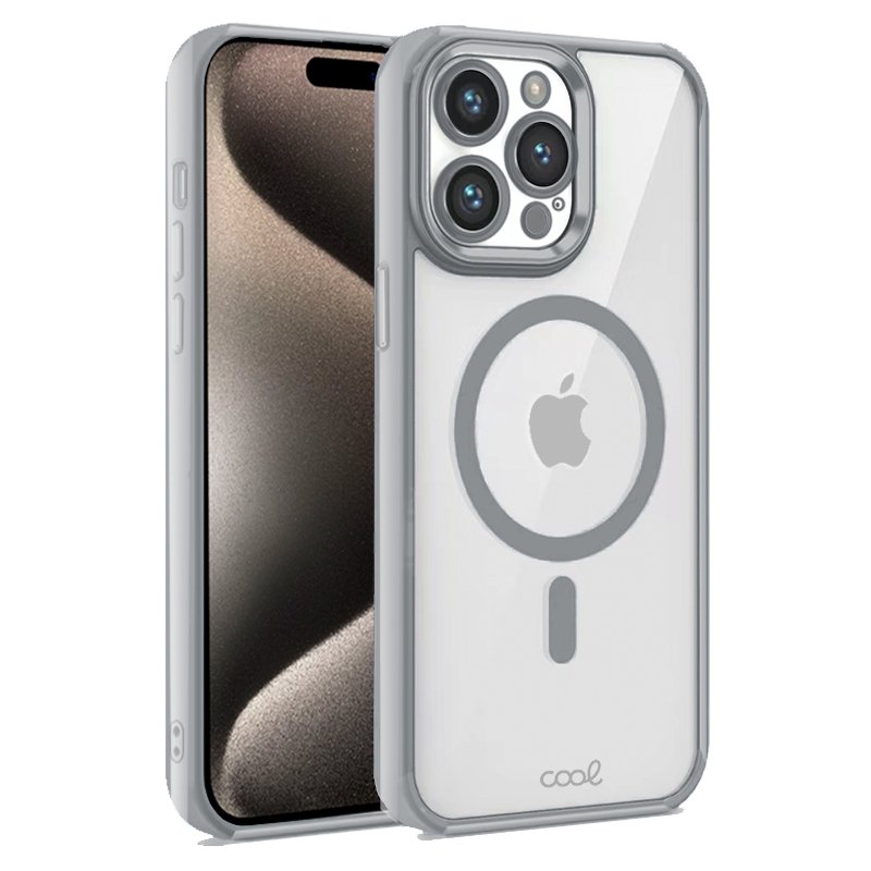 Carcasa COOL para iPhone 15 Pro Max Magnética Borde Plata