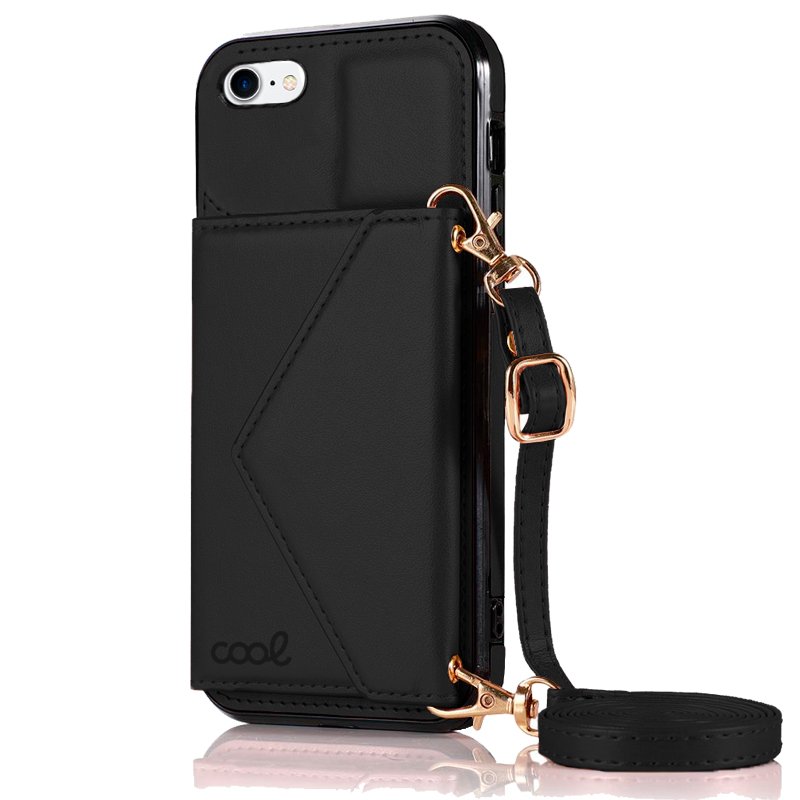 Carcasa COOL para iPhone 7 / 8 / SE (2020) / SE (2022) Colgante Wallet Negro