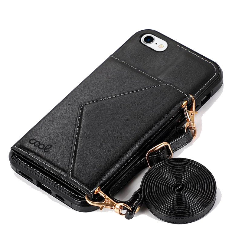 Carcasa COOL para iPhone 7 / 8 / SE (2020) / SE (2022) Colgante Wallet Negro