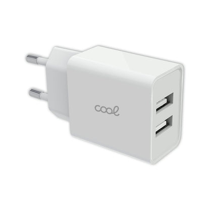 Cargador Red Universal Entrada 2 x USB COOL 2.4 Amperios Blanco