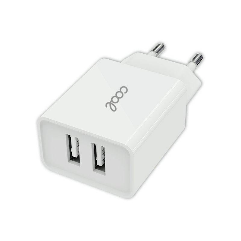 Cargador Red Universal Entrada 2 x USB COOL 2.4 Amperios Blanco