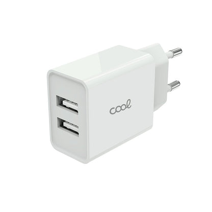 Cargador Red Universal Entrada 2 x USB COOL 2.4 Amperios Blanco