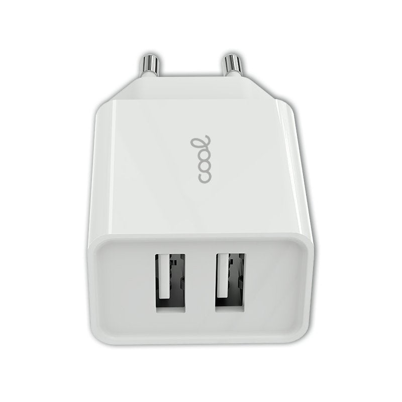 Cargador Red Universal Entrada 2 x USB COOL 2.4 Amperios Blanco