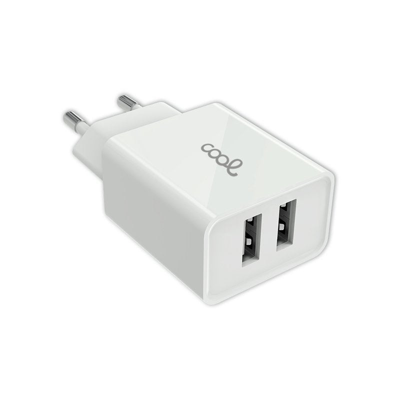 Cargador Red Universal Entrada 2 x USB COOL 2.4 Amperios Blanco