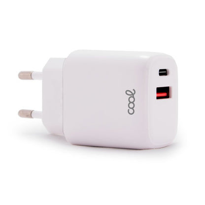 Cargador Red Universal Fast Charger (PD) Dual Tipo-C / USB COOL (20W) Blanco