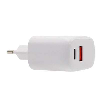 Cargador Red Universal Fast Charger (PD) Dual Tipo-C / USB COOL (20W) Blanco