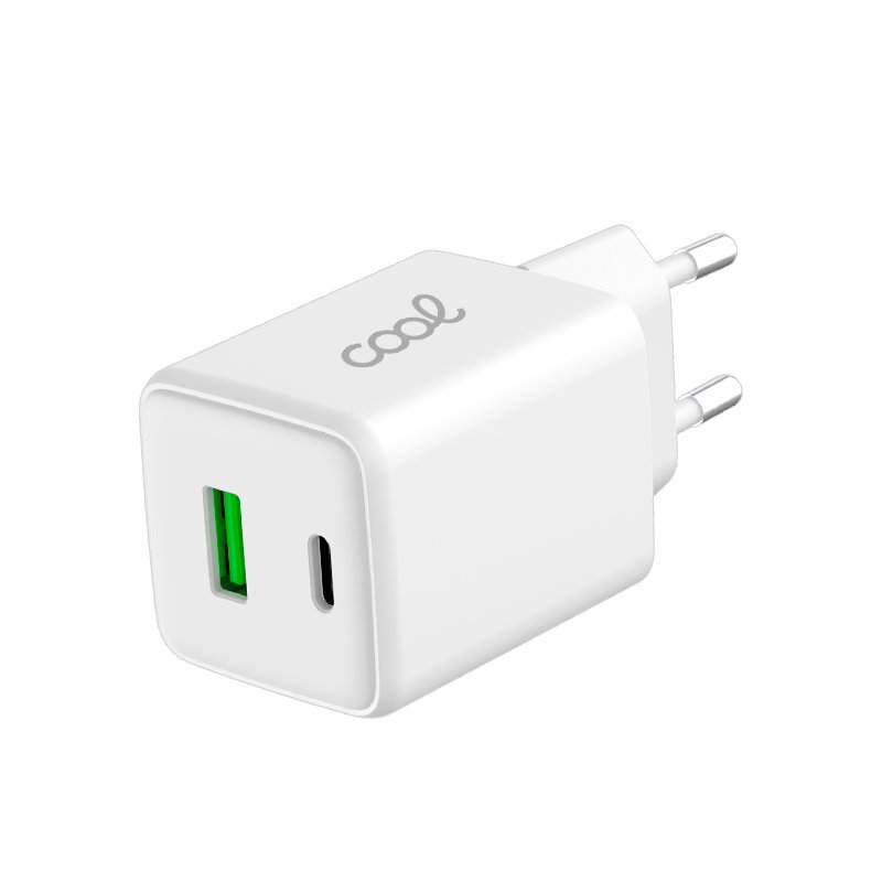 Cargador Red Universal Ultra Fast Dual (PD) Tipo-C + USB COOL (45W) GaN Blanco