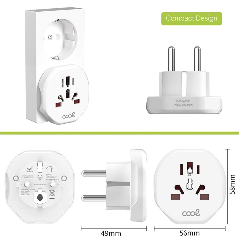 Cargador Universal Adaptador Internacional (World to Europe) COOL