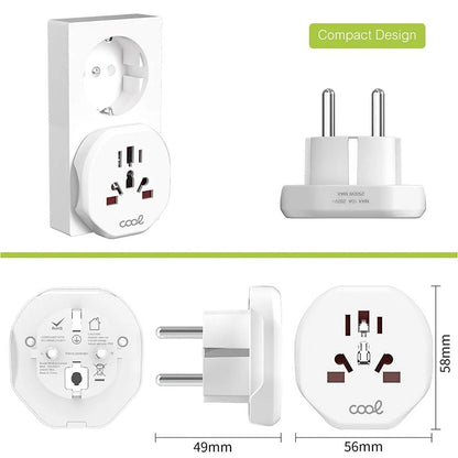 Cargador Universal Adaptador Internacional (World to Europe) COOL