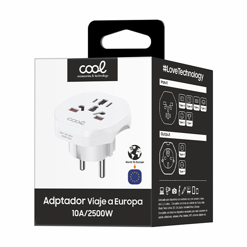 Cargador Universal Adaptador Internacional (World to Europe) COOL