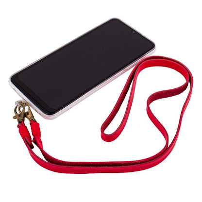 Cordón Colgante Polipiel COOL Universal con Tarjeta para Smartphone Rojo