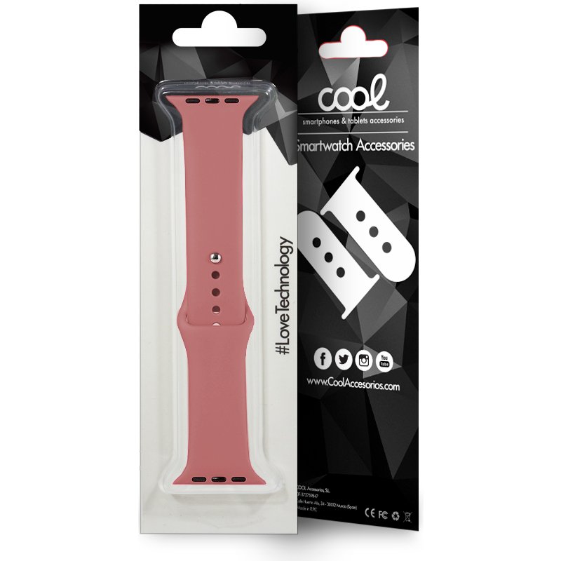 Correa COOL para Apple Watch Series 1 / 2 / 3 / 4 / 5 / 6 / 7 / 8 / 9 / SE (38 / 40 / 41 mm) Goma Rosa