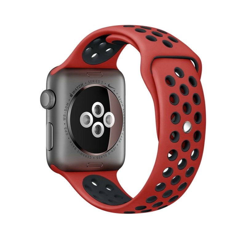 Correa COOL para Apple Watch Series 1 / 2 / 3 / 4 / 5 / 6 / 7 / 8 / 9 / SE (42 / 44 / 45 mm) Sport Rojo-Negro