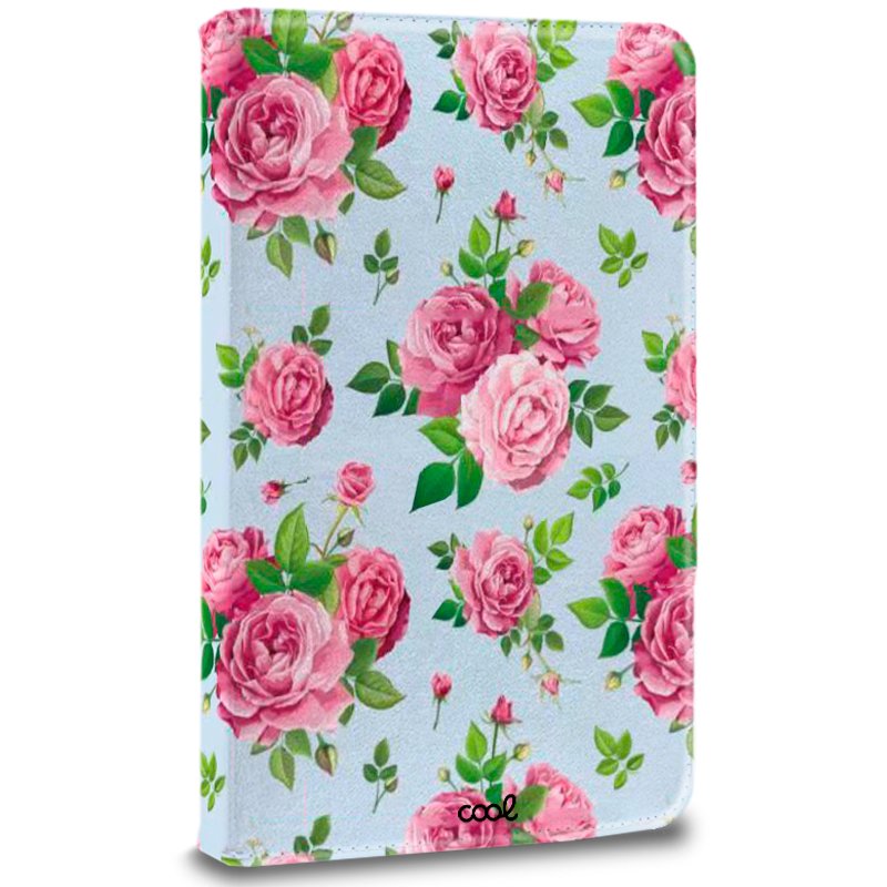 Funda COOL Ebook / Tablet Universal 9.7 - 11 pulg Polipiel Rosas (Panorámica)