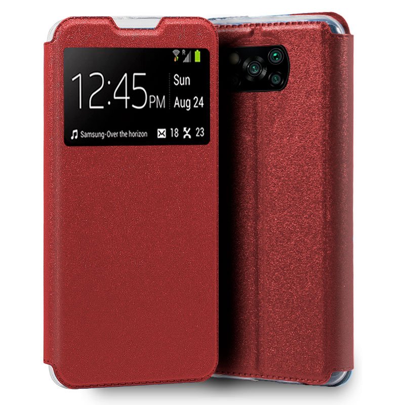 Funda COOL Flip Cover para Xiaomi Pocophone X3 / X3 Pro Liso Rojo