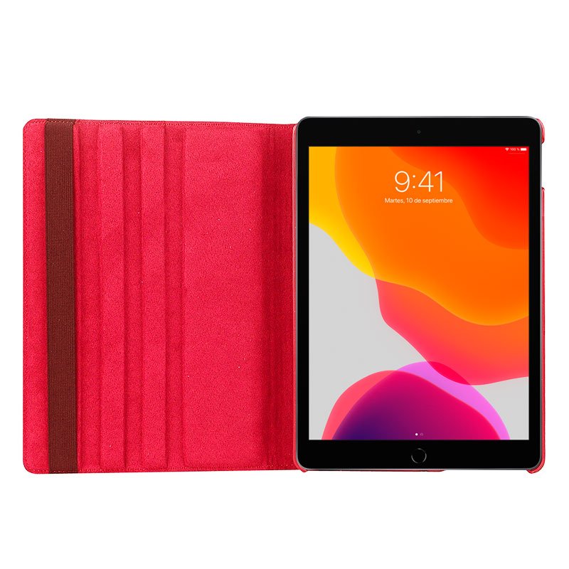 Funda COOL para iPad (2019 / 2020 / 2021) 10,2 pulg Giratoria Polipiel Rojo