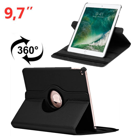 Funda COOL para iPad Air / Air 2 / Pro 9.7 / iPad 2017 / iPad 2018 9.7 pulg Giratoria Polipiel Negro