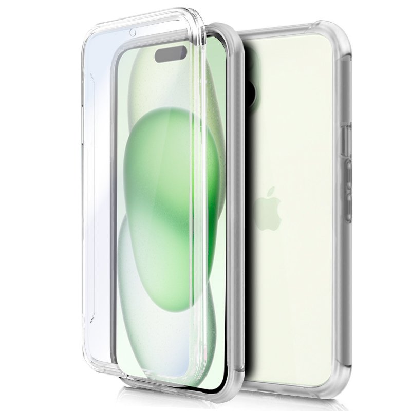 Funda COOL Silicona 3D para iPhone 15 Plus (Transparente Frontal + Trasera)