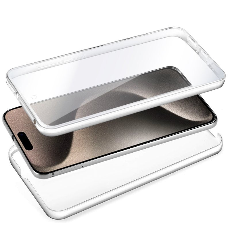 Funda COOL Silicona 3D para iPhone 15 Pro Max (Transparente Frontal + Trasera)