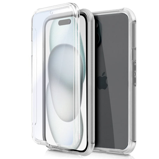 Funda COOL Silicona 3D para iPhone 15 (Transparente Frontal + Trasera)