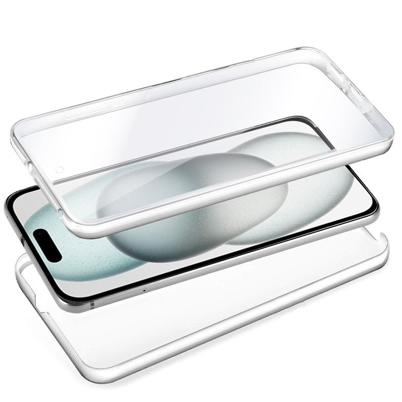 Funda COOL Silicona 3D para iPhone 15 (Transparente Frontal + Trasera)