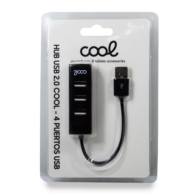 Hub USB 2.0 Universal COOL 4 Puertos USB Negro