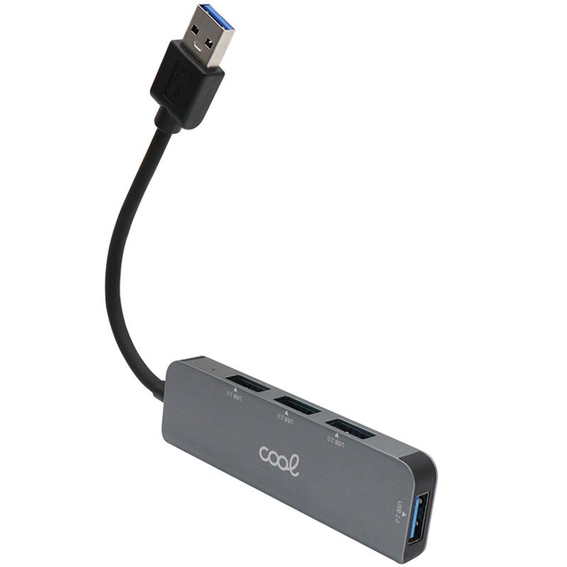 Hub USB Universal COOL 4 Puertos USB (2.0 / 3.0) Aluminio Gris